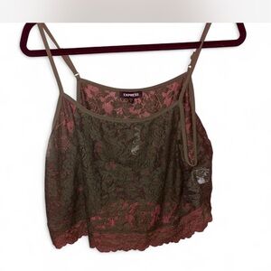 Express Olive and Pink Lace Camisole